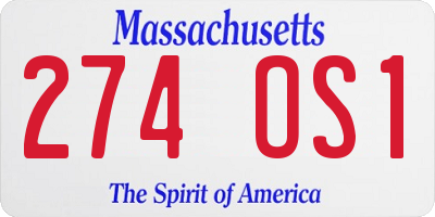 MA license plate 274OS1