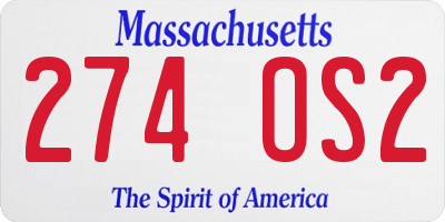 MA license plate 274OS2