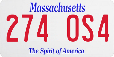 MA license plate 274OS4