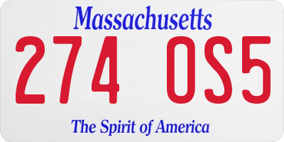 MA license plate 274OS5