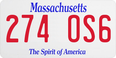 MA license plate 274OS6
