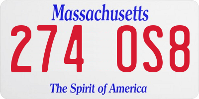 MA license plate 274OS8