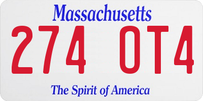 MA license plate 274OT4