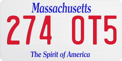 MA license plate 274OT5