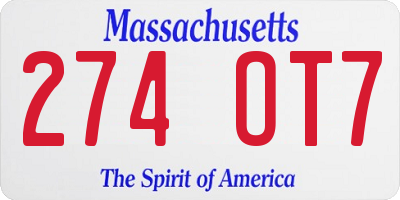 MA license plate 274OT7