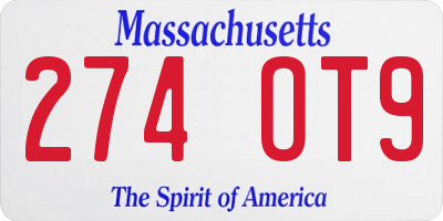 MA license plate 274OT9