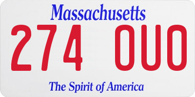 MA license plate 274OU0