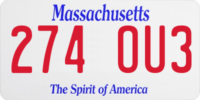 MA license plate 274OU3