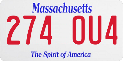 MA license plate 274OU4