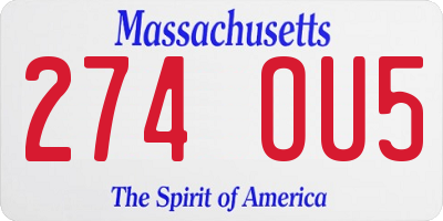 MA license plate 274OU5