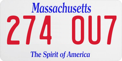 MA license plate 274OU7