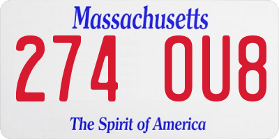 MA license plate 274OU8