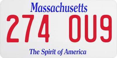 MA license plate 274OU9