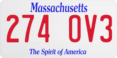 MA license plate 274OV3