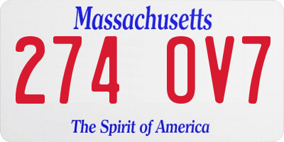 MA license plate 274OV7