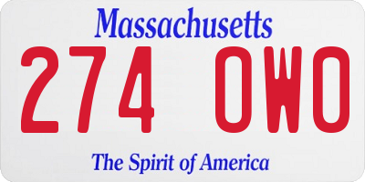 MA license plate 274OW0