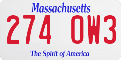MA license plate 274OW3