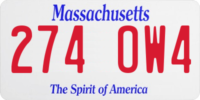 MA license plate 274OW4