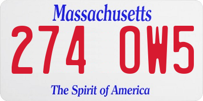 MA license plate 274OW5