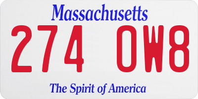 MA license plate 274OW8