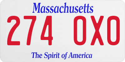 MA license plate 274OX0