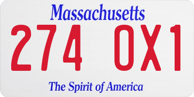 MA license plate 274OX1