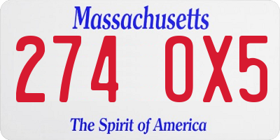 MA license plate 274OX5