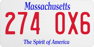 MA license plate 274OX6