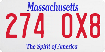 MA license plate 274OX8