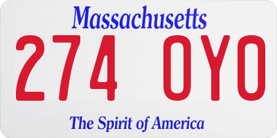 MA license plate 274OY0