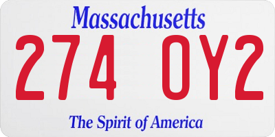MA license plate 274OY2