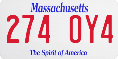 MA license plate 274OY4
