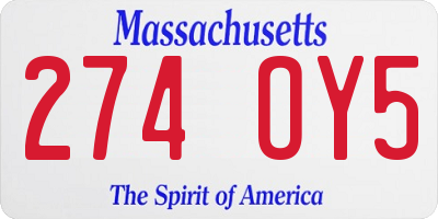 MA license plate 274OY5
