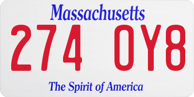MA license plate 274OY8