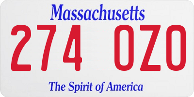 MA license plate 274OZ0