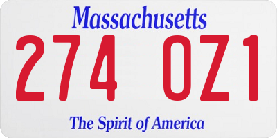 MA license plate 274OZ1