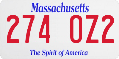 MA license plate 274OZ2