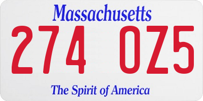 MA license plate 274OZ5
