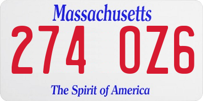 MA license plate 274OZ6