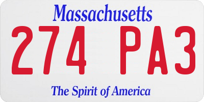MA license plate 274PA3