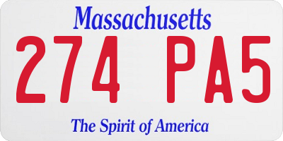 MA license plate 274PA5