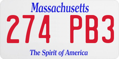 MA license plate 274PB3