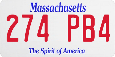 MA license plate 274PB4