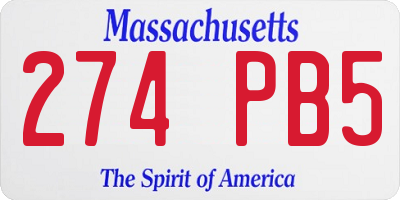 MA license plate 274PB5