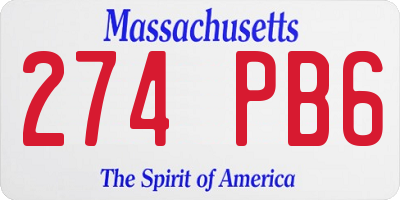 MA license plate 274PB6