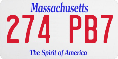 MA license plate 274PB7