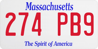 MA license plate 274PB9