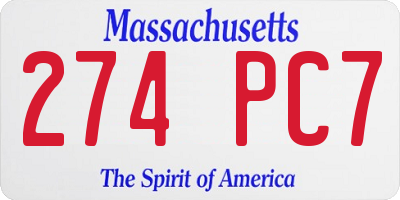 MA license plate 274PC7