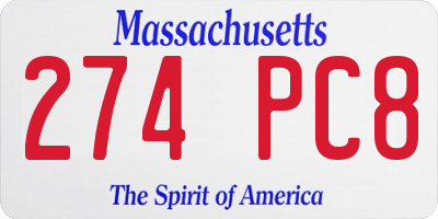 MA license plate 274PC8