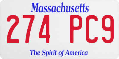MA license plate 274PC9